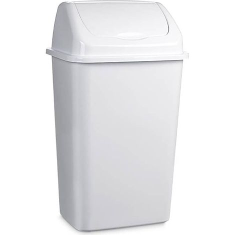Cubo basura papelera basculante plastico 15 Litros Blanco (1/4)