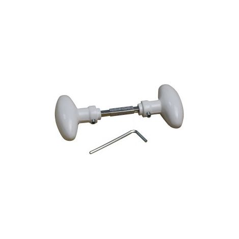 Quincadeco – Bouton double ovale aluminium blanc – Carré 6/7 mm – Vis pointeaux pour serrage sans jeu – Fabrication européenne