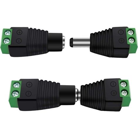 15 paires de connecteurs mâles et femelles CC 2,1 x 5,5 mm 12 V/24 V, pour câbles coaxiaux Cat5 et Cat6 de vidéosurveillance (1/5)