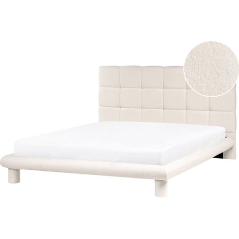 Bed Boucle CRESSAT 160 x 200 cm (EU King Size) Off-White (1/5)