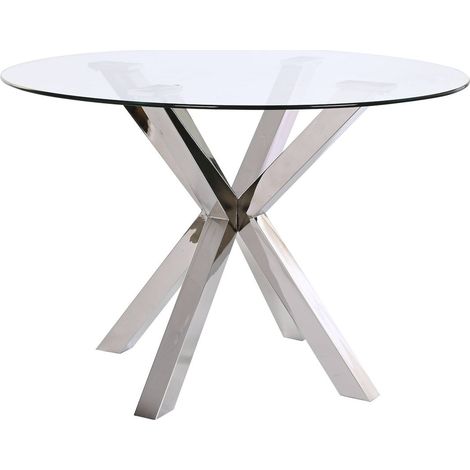 Table de salon design en verre et métal élégant - Argent translucide éclat métallique (1/5)