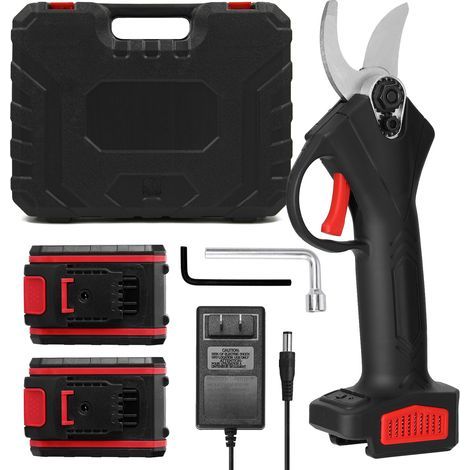 Elektrische Gartenschere, professionelle wiederaufladbare 48-V-Akku-Gartenschere für Gärten, Parks, Bauernhöfe, Gewächshäuser, Doppelbatterie mit Aufbewahrungskoffer, EU-Stecker (1/5)