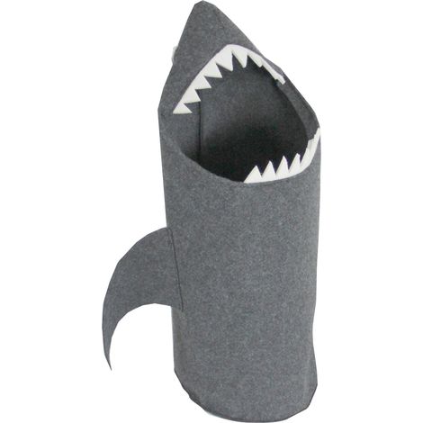 Organizador para ropa o juguetes infantiles "Tiburón" 75×40 cm - fieltro ecológico e hipoalergénico, gris, fabricación polaca - Arco Design (1/4)