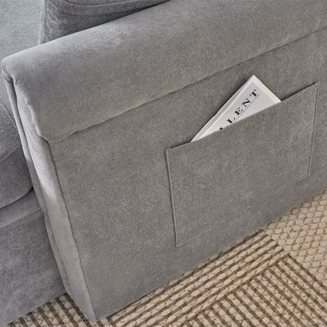 Canapé d'angle en U avec lit escamotable et coffre de rangement, grand canapé convertible en tissu chenille gris pour salon, espace invité, fauteuil d'appoint, meuble gain de place, 2 places, conforta (1/5)