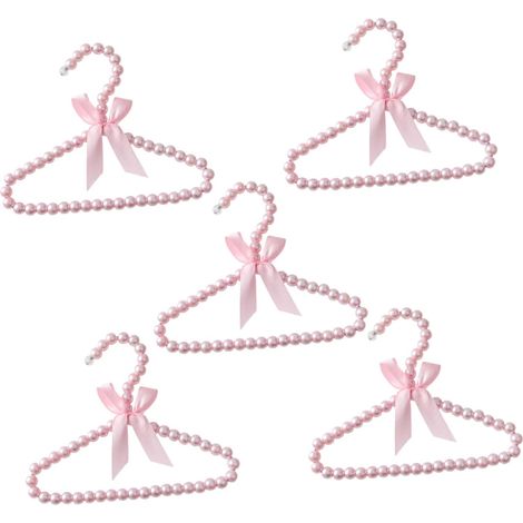 Lot de 5 Cintres pour Vêtements Bébé en Plastique Rose 25 Cm Perles Antidérapants Multifonctions pour Chambre D'garçon et Filles ou Cour Extérieure (1/5)