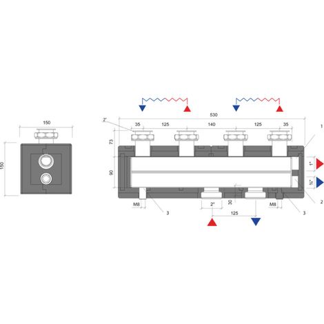 Verteilerbalken DN32 für Pumpengruppen 2 bis 5 fach