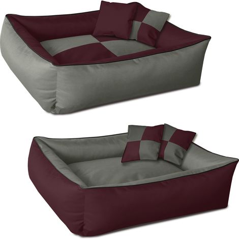 BedDog® 2en1 colchón para perro MAX QUATTRO L hasta XXXL, 9 colores, cama, sofá,cesta para perro:XXL, CHERRY-ROCK (burdeos/gris) (1/3)