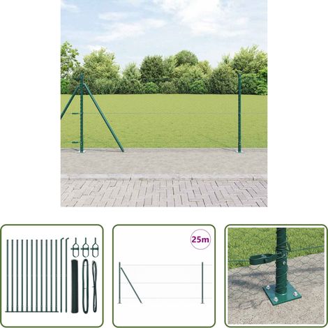 vidaXL Sécurité extérieure - Poteau de clôture. Vert 25 x 0,8 m (treillis de 25 mm) (1/5)