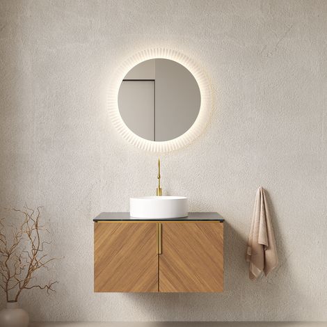 Waschtischunterschrank mit 2 Türen, Soft-Close und Rundem Keramikbecken, für Badezimmer, 76 cm (1/5)
