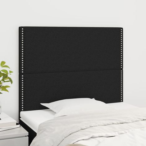 Lot de 2 Têtes de lit Armoires de tête de lit Noir 100x5x78/88 cm Tissu 82360 (1/5)