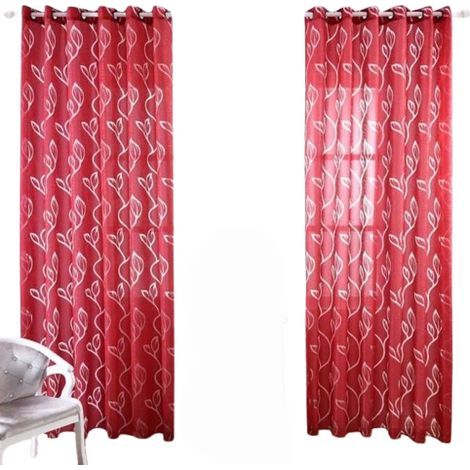 Lot de 2 Rideau Voilage - Décoration de Maison - 100 x 250 cm - Rouge. (1/5)
