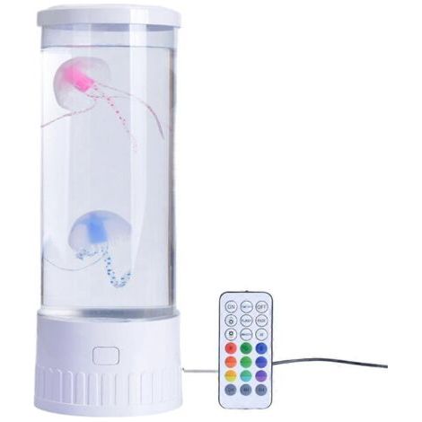 Lampe d'aquarium méduse, veilleuse océan, lumière d'ambiance LED 7 couleurs – Blanc – (1/5)