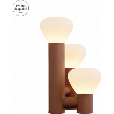 Lampe à poser design en verre 09 marron rougeâtre D25H45cm, chevet lumière chaude bouton, 63 × 30 × 26 cm, 5 kg – Livraison gratuite
