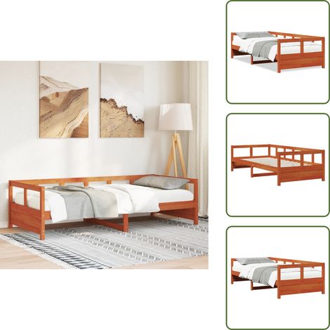 Letto con base a doghe - vidaXL Dormeuse senza Materasso Marrone Cera 90x200 cm Legno di Pino - Divano letto in legno