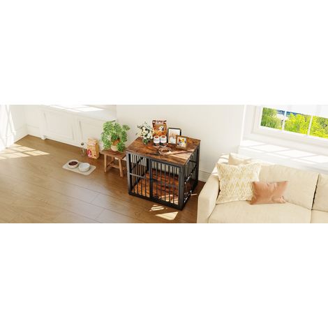 Cage pour chien modulable meuble 3 portes, plateau imperméable, table d'appoint ou chevet 2-en-1, empilable et combinable multi-chiens, dimensions extérieures 68,4x53x61 cm, marron rétro (1/5)