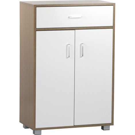 Mobiletto multiuso 63x95 cm in legno rovere e bianco opaco (1/5)