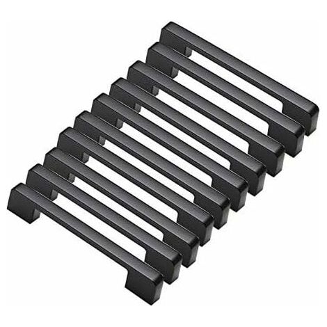 10 tiradores de puerta negros de aleación de aluminio con forma de T para armarios de cocina, con orificio central de 160 mm. (1/5)