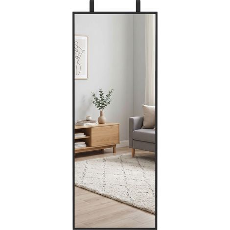 HOMCOM 40 x 110 cm Full Length Wall Mirror with Adjustable Hooks, Black (1/5)