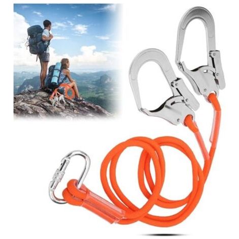 Longe de Sécurité, Longe d'escalade de Sécurité Harnais Sangle de Protection Antichute, Harnais de Protection Lanière Ceinture de Travail à Haute Altitude avec Crochet en Acier (2 M) (1/4)