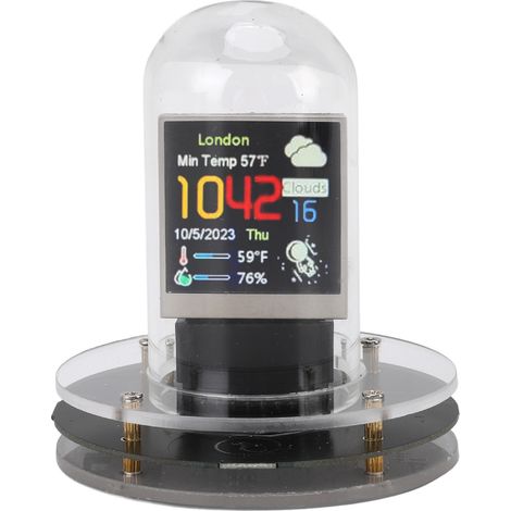 Horloge de bureau lumineuse à écran de 1,54 pouce avec mise à jour de la date, de l'heure et de la météo via Wi-Fi (1/5)