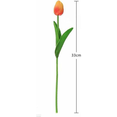 20pcs Tulipes artificielles en Latex Bouquet Fleurs Artificielles Toucher réel Bouquets à Faire soi-même - Orange