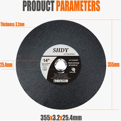Diamètre extérieur 355 mm, diamètre intérieur 25,4 mm Disques abrasifs pour le traitement des métaux, meuleuses d'angle, disques de meulage pour acier inoxydable, disques de polissage. (1/5)