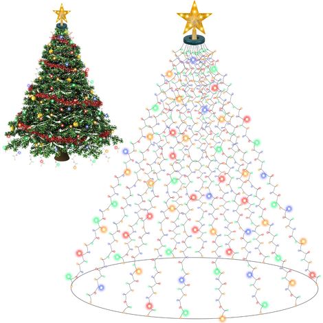 Guirlande Lumineuse Sapin Noël 400LED 16x2m Rideau Lumineux Chaîne LED pour Sapin 1,5-2,8m