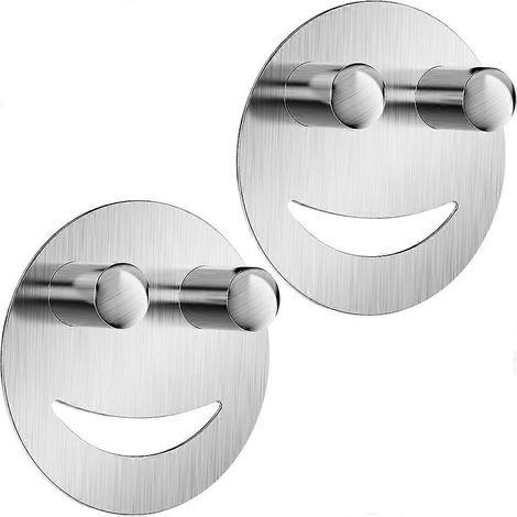 Set mit 2 Edelstahl-Spülschwammhaltern mit Saugnapf, Smiley-Gesicht-Design, silberfarben, für Spüle und Küche. (1/5)