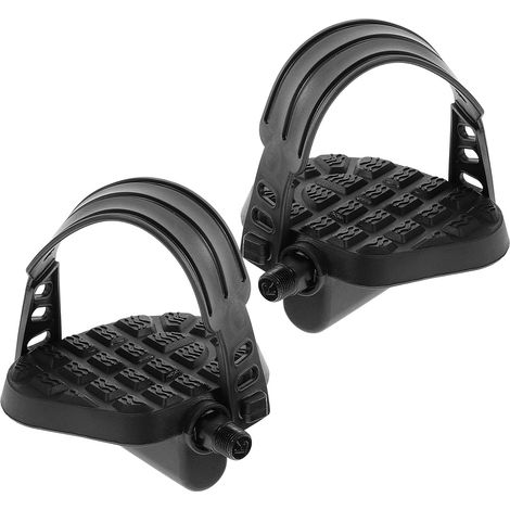 Pédales de Vélo D'appartement en Plastique Noir avec Sangles, Facile à Installer, Lot de 2 Pièces pour Exercice et Fitness Intérieur (1/5)