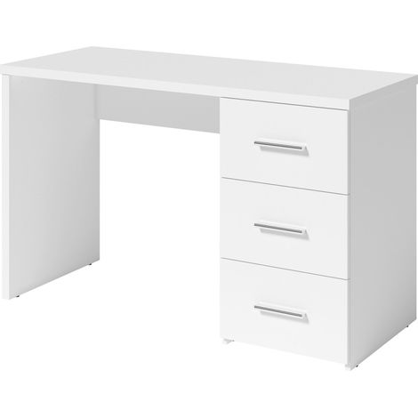 Büro LUNIS weiß – 3 große Schubladen – Minimalistisches Design und großzügiger Stauraum