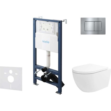 kielle Genesis New - Set Vorwandinstallation, WC Oudee, Vortex Rimless+, Softclose-Sitz und Betätigungsplatte Gemini New III, Hochglanzchrom 30528SS26 (1/5)