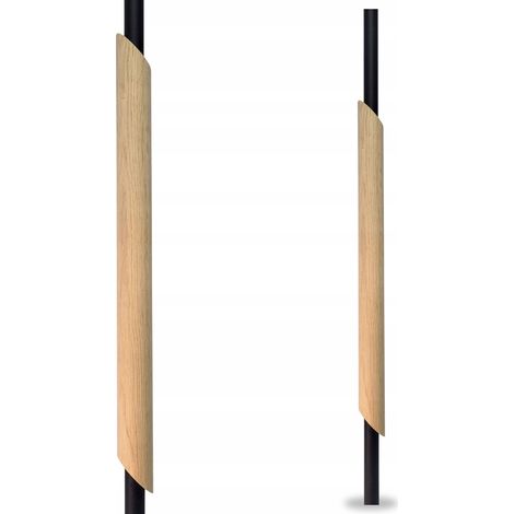 Balustre - 90 cm - Chêne - Acier inoxydable noir - Design moderne et robuste