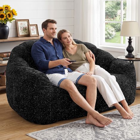 Fauteuil bean bag forme patte d'ours ciel étoilé, pouf confortable design spacieux avec accoudoirs et remplissage, pour petit salon cosy et chambre cocooning (1/5)