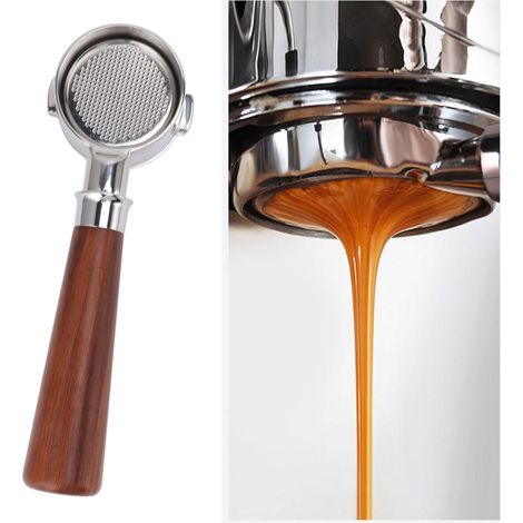 Poignée de cafetière De'Longhi EC0310 à deux anses, sans fond, en acier inoxydable, modèle A1, couleur bois de santal rouge, 51 mm (1/5)