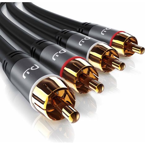 Primewire Stereo Cinch Audio-Kabel, RCA, mehrfach geschirmtes HiFi Audiokabel, 2X Cinch zu 2X Cinch - 5m