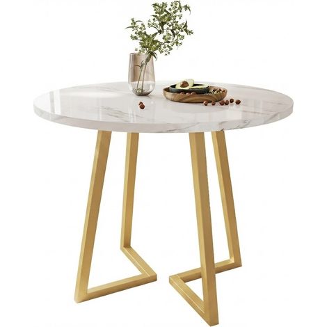 ELVMI Mesa de Comedor Redonda para 4 Personas con Patas Regulables, Tablero MDF, Comedor y Cocina, 80 x 75 cm (1/5)