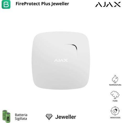 38107 - Jeweller - FireProtect Plus (with CO) - Detector inalámbrico de humo con sensor de temperatura y monóxido de carbono, sirena integrada - color white - Ajax seguridad inalámbrica