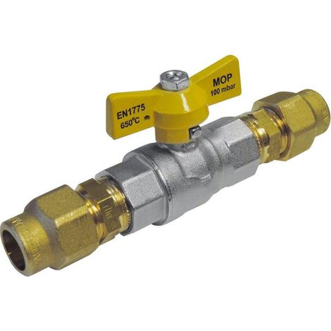 Nemo Go vanne a bille pour gaz naturel et gpl ø15mm x ø15mm chromé mat (1/2)