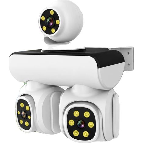 Telecamera di sicurezza con tre obiettivi, visione notturna, Wi-Fi, alimentazione 100-240 V, spina europea. (1/2)