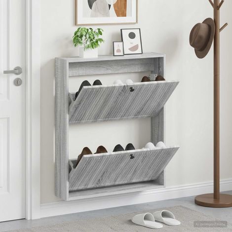 vidaXL Wall-Mounted Shoe Cabinet EDE 71 x 17 x 86 cm Engineered Wood (1/5)