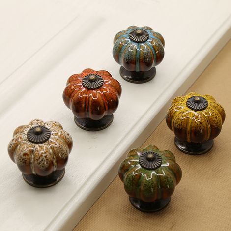 Ensemble de 6 boutons de porte en céramique Naseom, poignées pour buffets, tiroirs, armoires, penderies, style vintage chic, avec tournevis. (1/5)