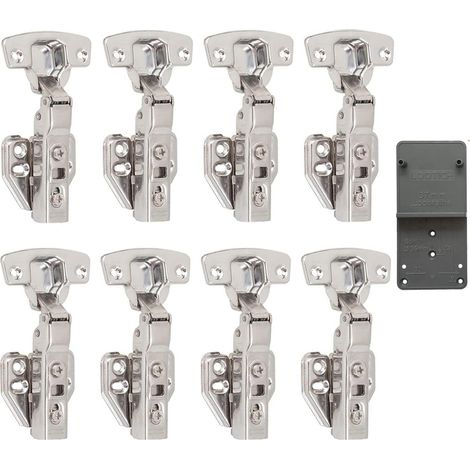 110 Degré Semi Recouvrante Charnieres avec Amortisseur Intégré Mécanisme de Fermeture Automatique Charnière pour Armoires de Porte Cuisine Lot de 8