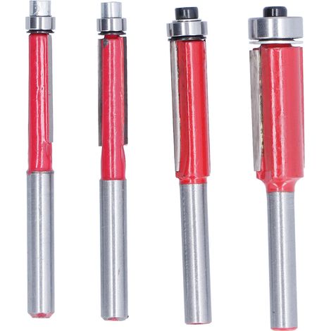 4Pcs Flush Trim Router Bit 1/4in Shank Top End Bearing 1/4in 5/16in 3/8in 1/2in Cutting Dia