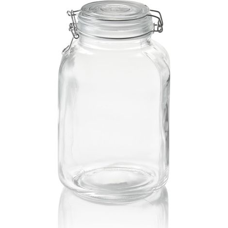 Bocal à provisions XL 3 ltr Ø 9 cm H 24 cm verre inox silicone - Was Germany (1/2)