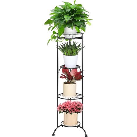 Pflanzenständer Indoor-Pflanzenständer, 4-stufiger Pflanzenhocker, Eckpflanzenständer aus Metall, einfacher Blumentopfständer für Garten, Balkon, Terrasse, Wohnzimmer (1/5)