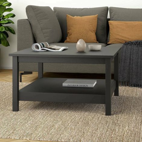 Dmora - Wohnzimmertisch Casato, Niedriger Wohnzimmertisch, Kaffeeregal, Couchtisch für Sofa, 81x81 h45 cm, Schwarz (1/5)