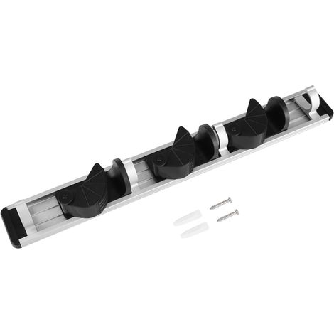 Wandmontierter Besen- und Mopphalter, 3 Positionen, 4 Haken