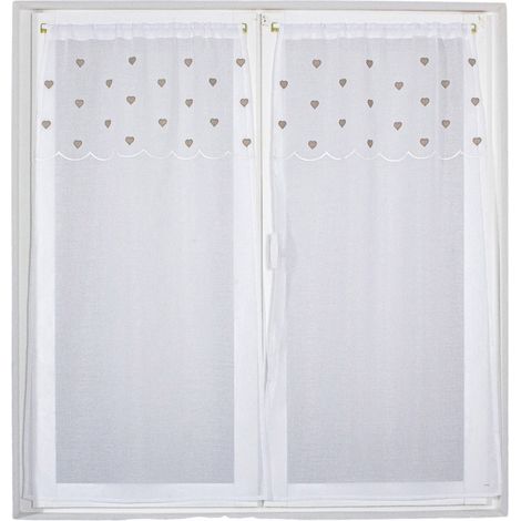 Homemaison – Lot de 2 voiles sablé 60 x 120 cm – Tissu 100% polyester – Finition ourlet – Décoration sobre et élégante
