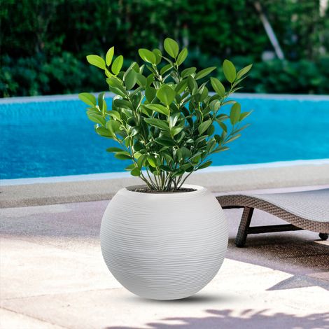 Vaso da Esterno Interno Design a Sfera Ø40x33 cm Botticelli in Resina Bianco (1/4)