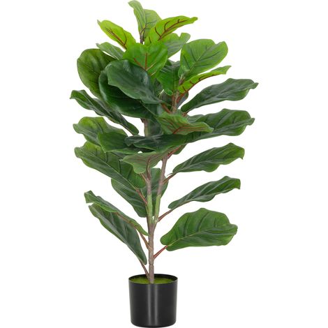 Pianta Finta Ficus Lyrata Alta 80 cm per Interni con Vaso, Decorazione per Casa e Ufficio, Verde